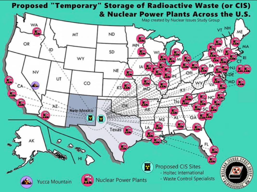 PictureNISG TEAL MAP OF PROPOSED STORAGE FACILITY AND REACTOR SIGHTS WITH WASTE